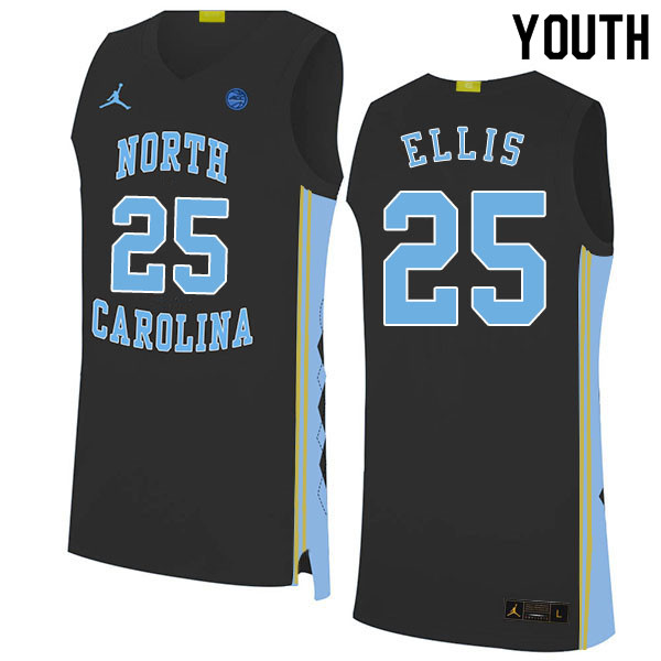 2020 Youth #25 Caleb Ellis North Carolina Tar Heels College Basketball Jerseys Sale-Black